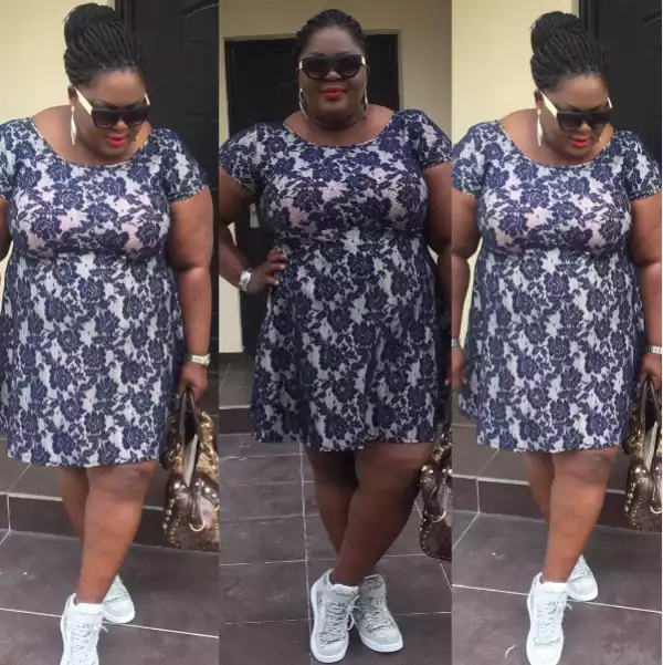 Actress Eniola Badmus steps out in gown and sneakers